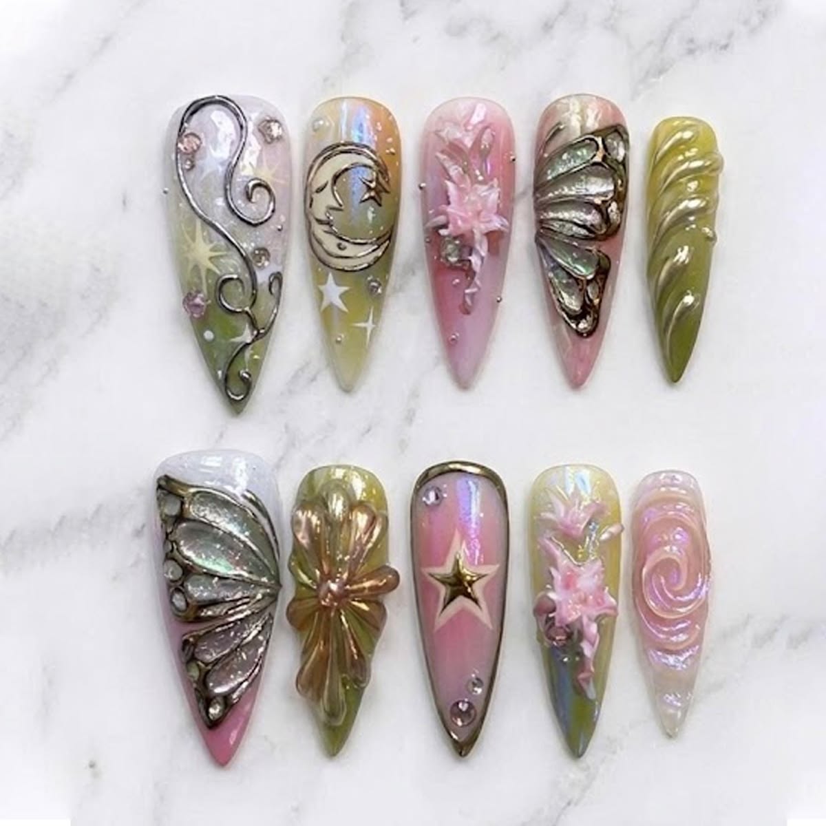 Flower 3D Nails