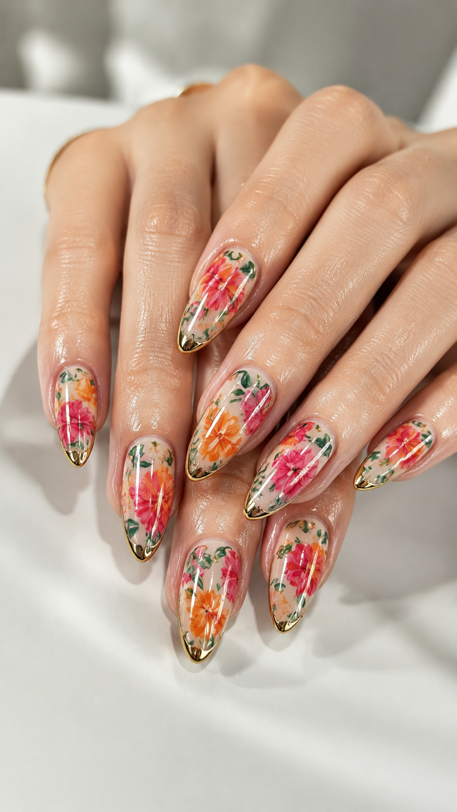 Vibrant Garden Bloom Gold-Trim