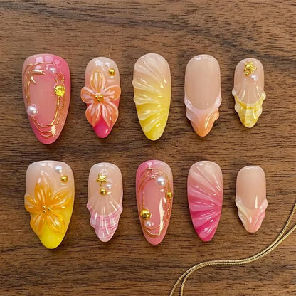 Tropical Sunset 3D Seashell & Bloom
