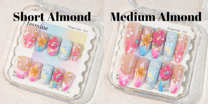 Summer floral nail art designs Medium Almond shape