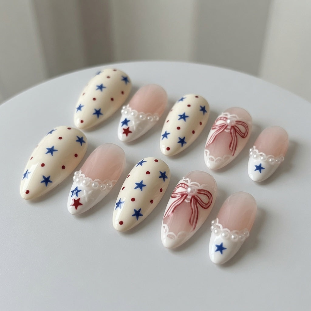 america-250th-coquette-bow-dependent-nails