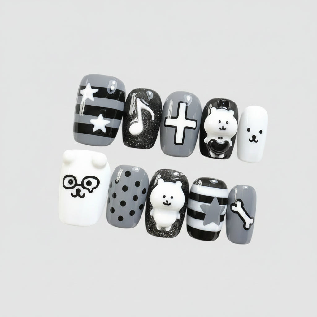 black-white-bear-star-see-my-nails