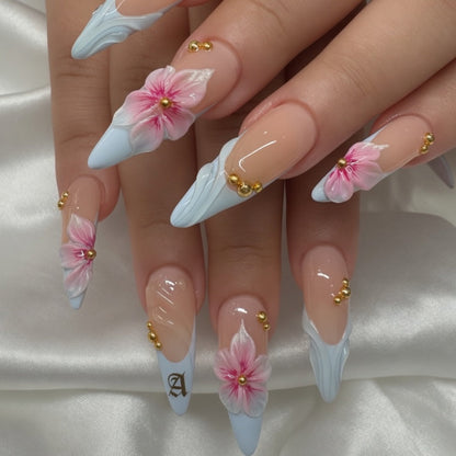 blue-blossom-floral-press-on-nails