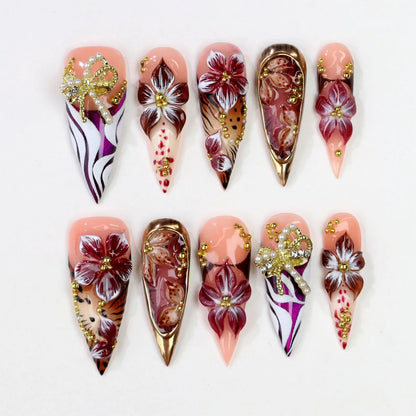 burgundy-pearl-bow-floral-see-my-nails