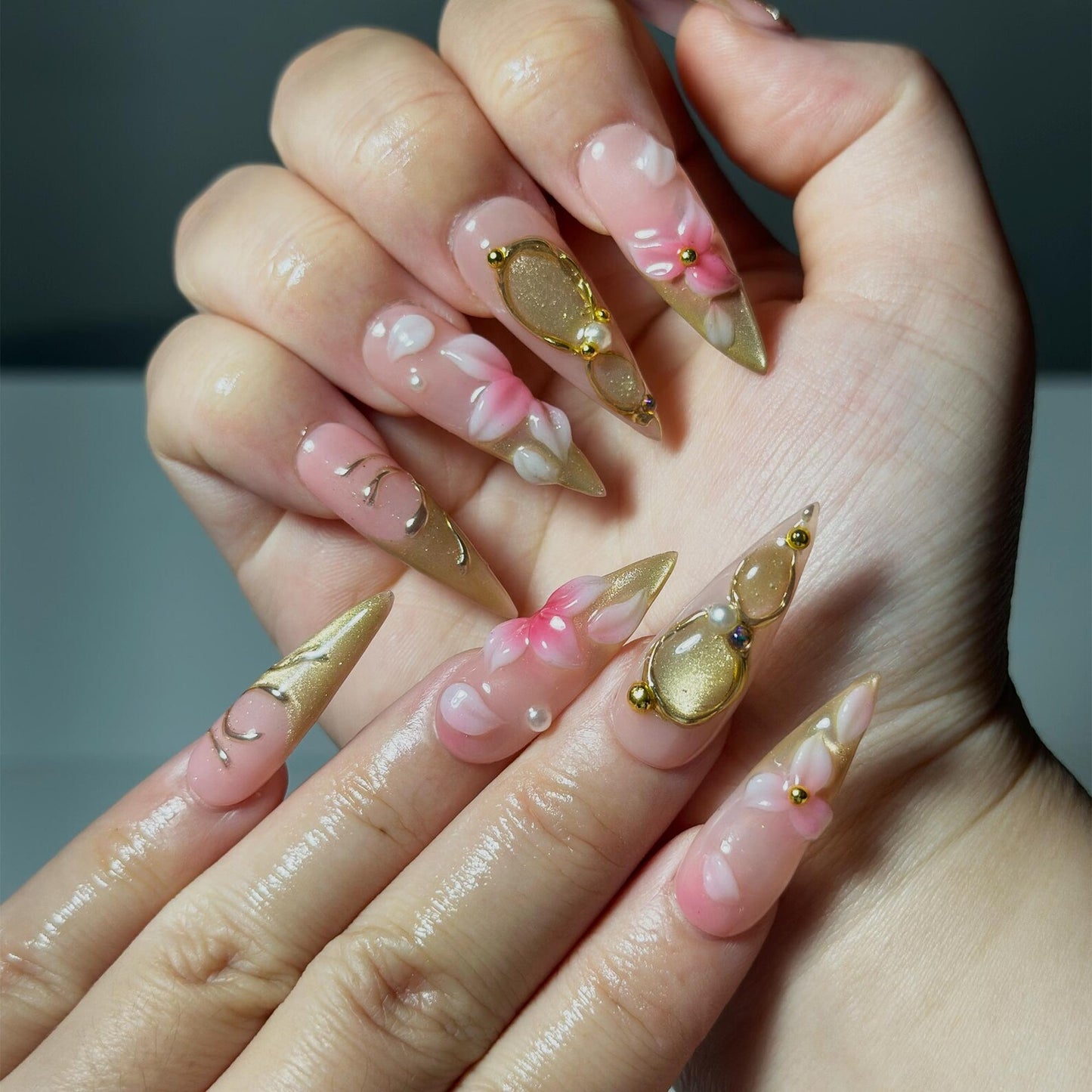 champagne-3d-floral-see-my-nails