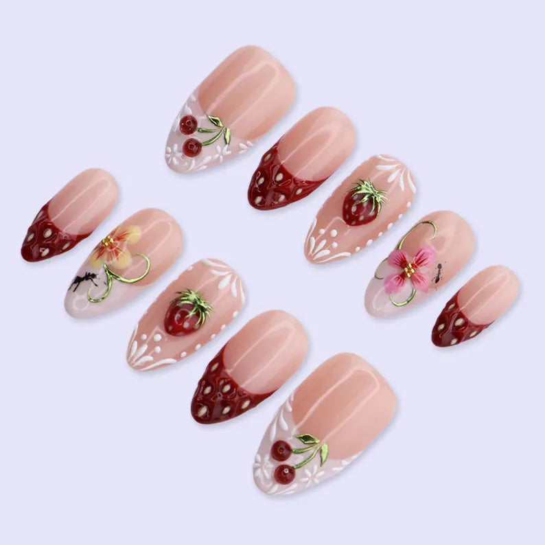 coquette-cherry-strawberry-summer-nails