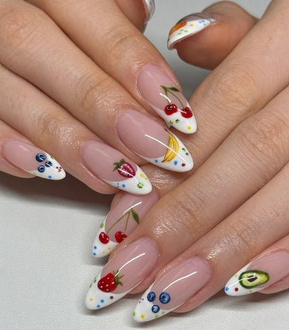 cute-fruit-strawberry-french-tip-nails