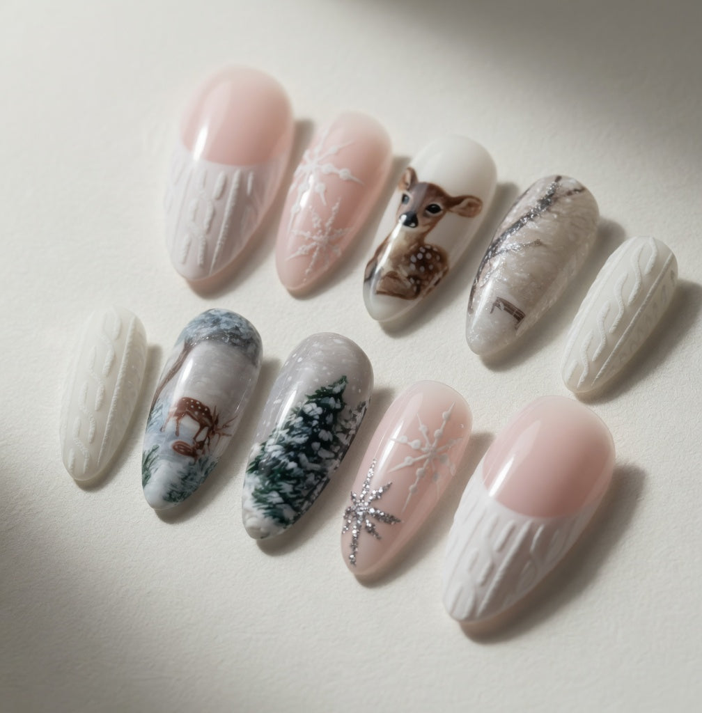 deer-scene-snowflake-winter-nails