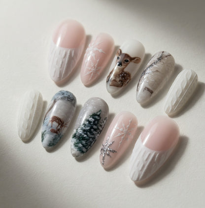 deer-scene-snowflake-winter-nails