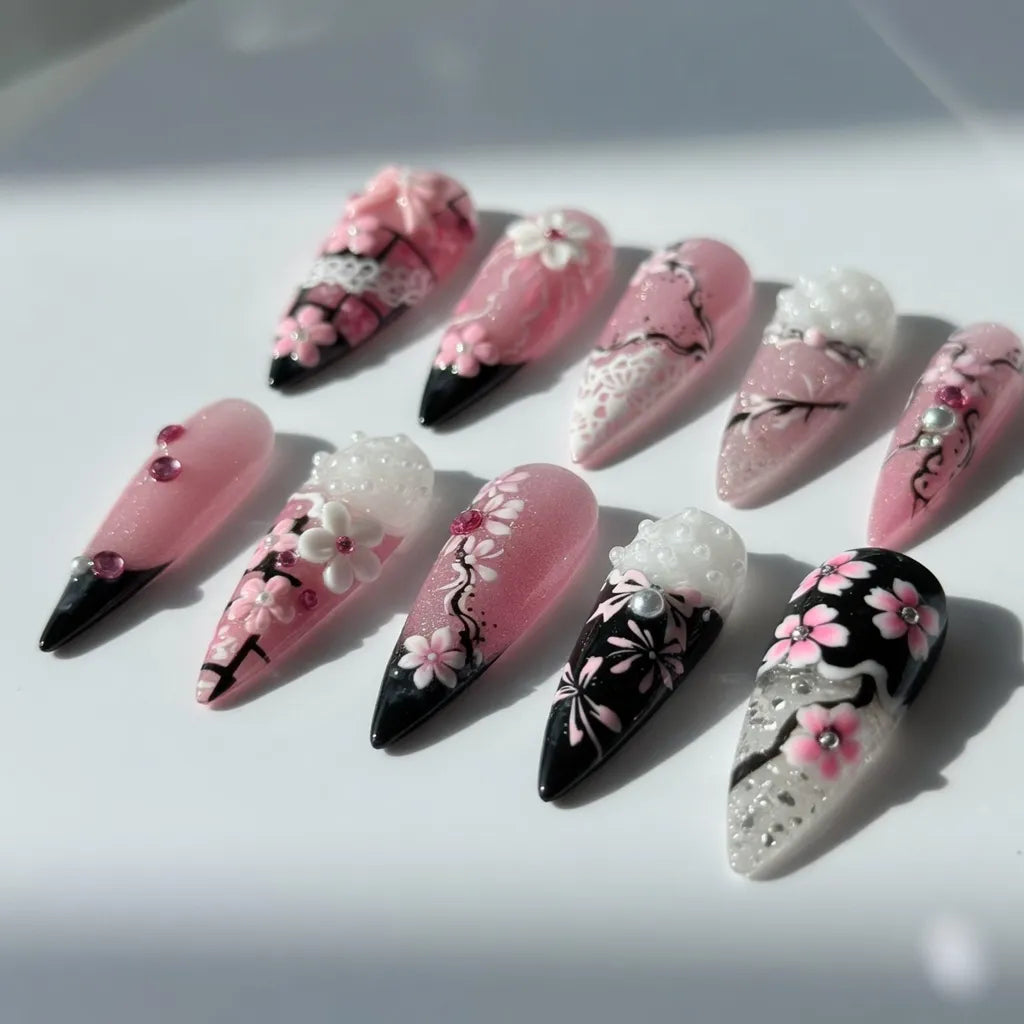 Pink Glitter Floral Bow