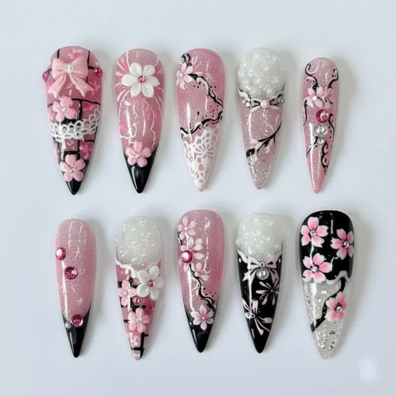 Pink Glitter Floral Bow