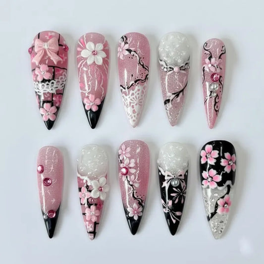 Pink Glitter Floral Bow