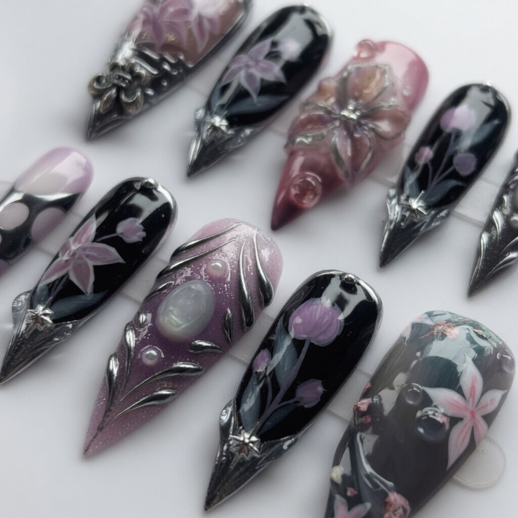 Luxury 3D Purple Pink Floral Gem