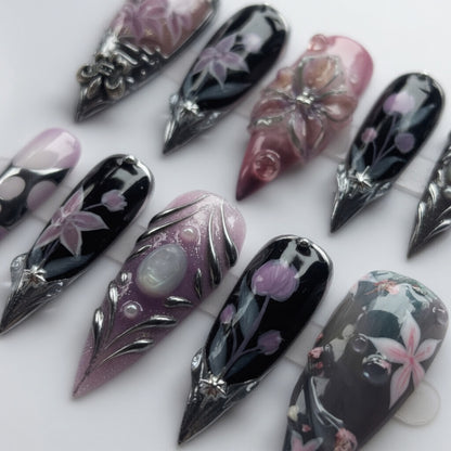 Luxury 3D Purple Pink Floral Gem