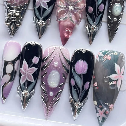 Luxury 3D Purple Pink Floral Gem