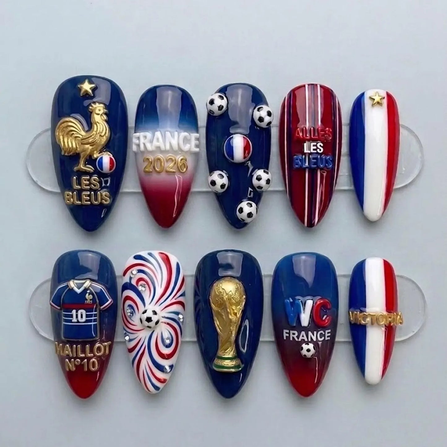 France World Cup Nails | FIFA Nails Art 2026 | Luxury False Nails
