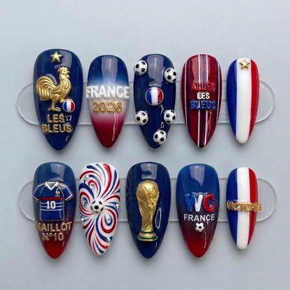 France World Cup Nails | FIFA Nails Art 2026 | Luxury False Nails