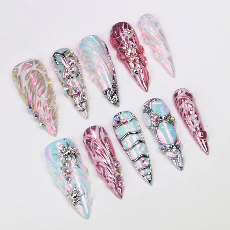 iridescent-3D-gem-luxe-press-on-nails