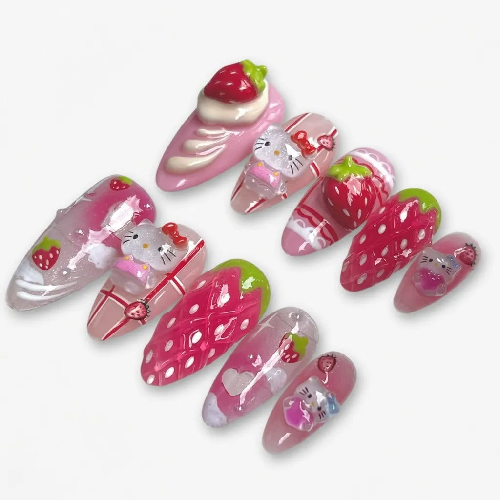 kawaii-kitty-strawberry-press-on-nails