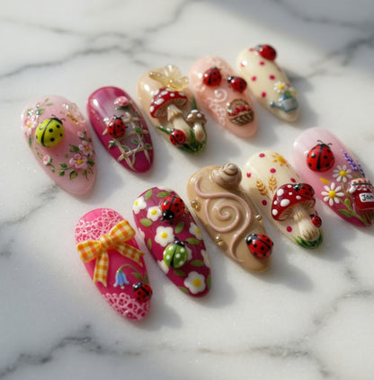 kawaii-ladybug-mushroom-nails