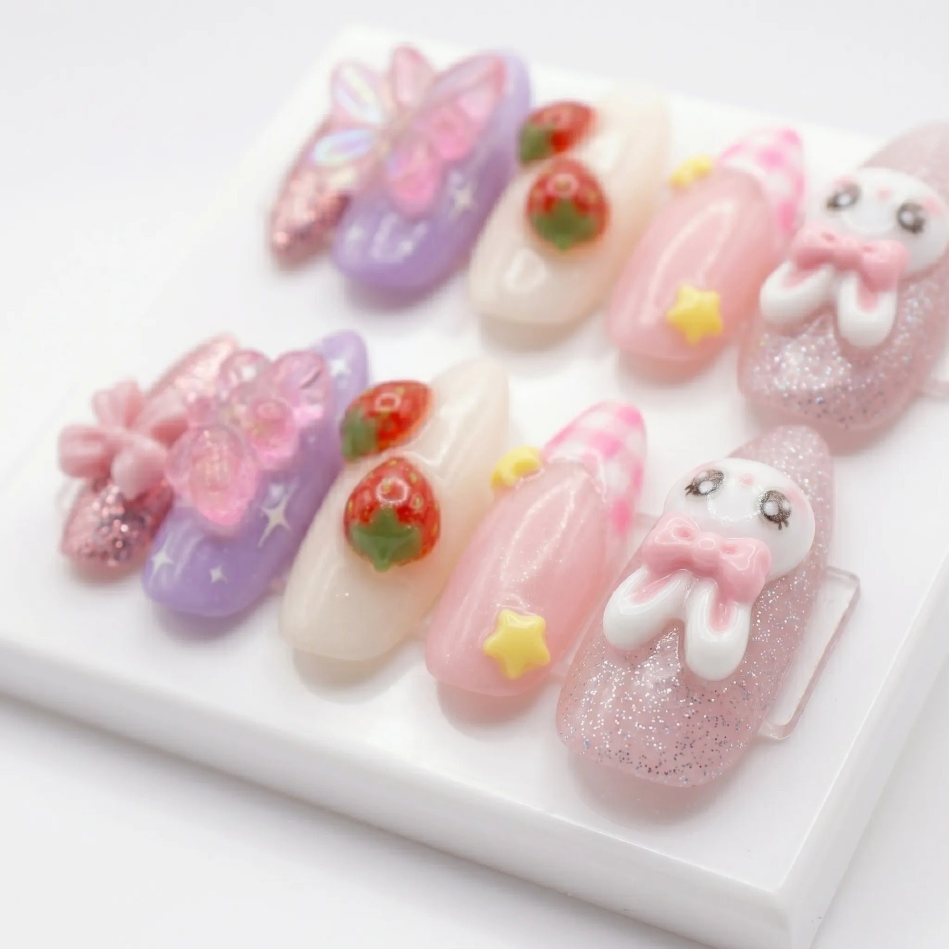 kawaii-strawberry-bunny-bear-nails