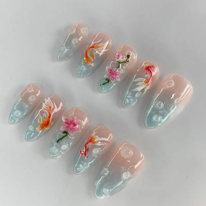 koi-fish-cherry-summer-nails