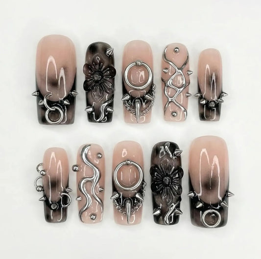 Dark Grunge Black Floral