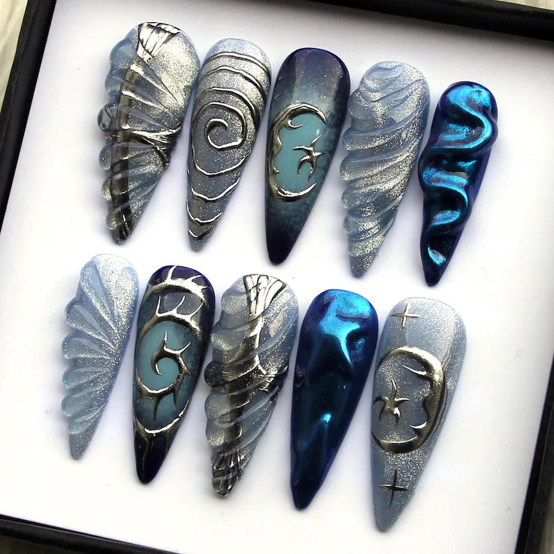 metallic-moon-wave-press-on-nails