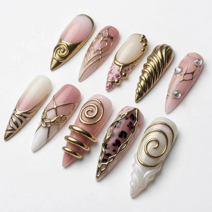 pink-gold-chrome-3d-heart-see-my-nails