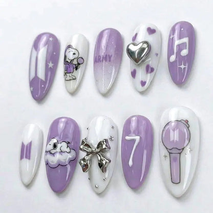 purple-BTS-snoopy-fan-art-nails