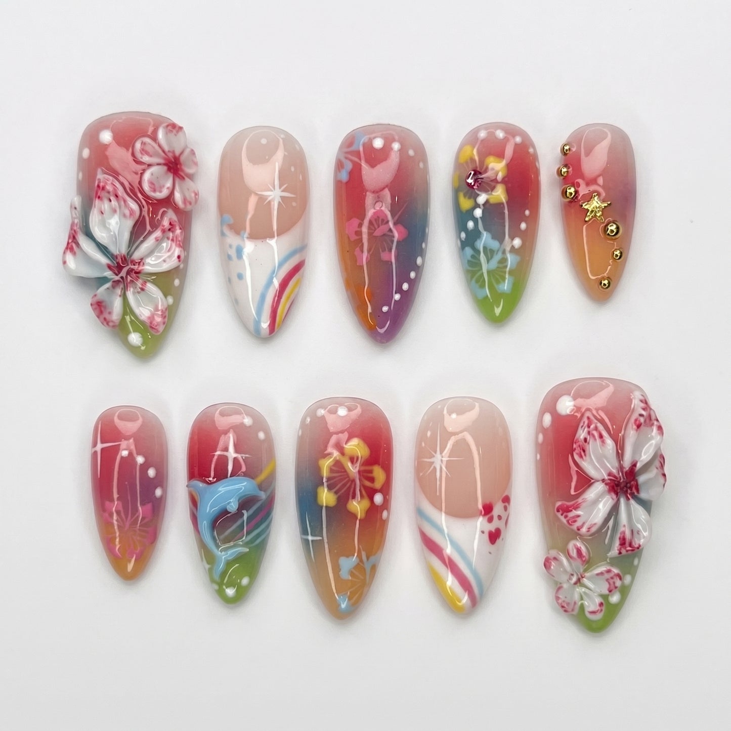 rainbow-tropical-floral-dolphin-nails