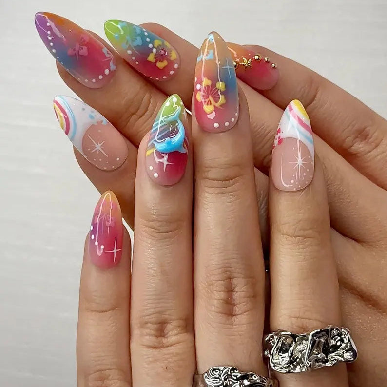 rainbow-tropical-floral-dolphin-see-my-nails