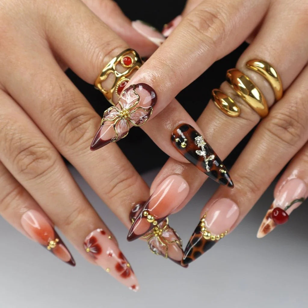 Nude Burgundy Floral Art