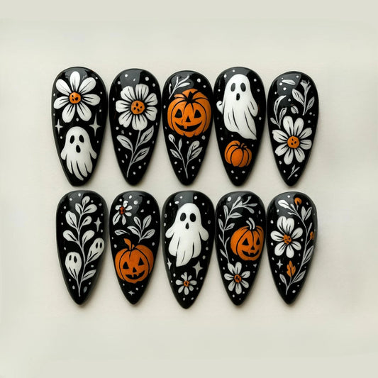 Spooky Pumpkin Ghost Floral