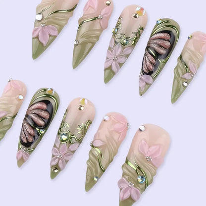 Floral Green Swirl Butterfly