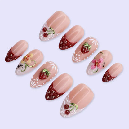 Vintage Cottagecore 3D Strawberry & Cherry