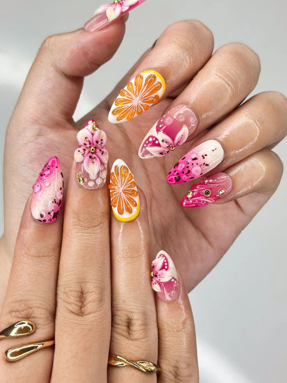 tropical-orange-lily-press-on-nails