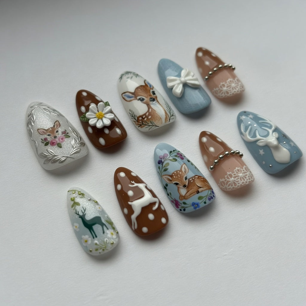 woodland-deer-floral-animal-nails