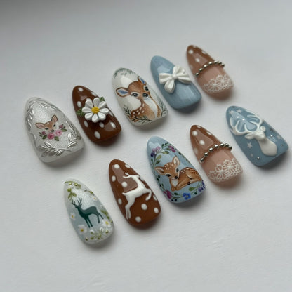 woodland-deer-floral-animal-nails